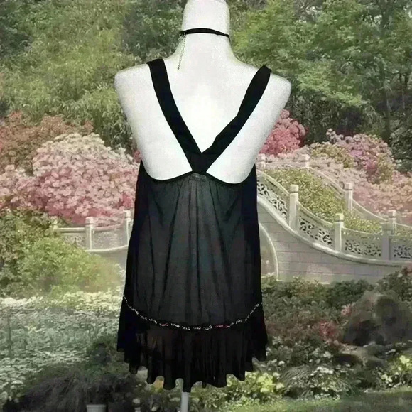 Shirley Of Hollywood Coquette Black Floral Embroidered Slip Size Large - Picture 6 of 9